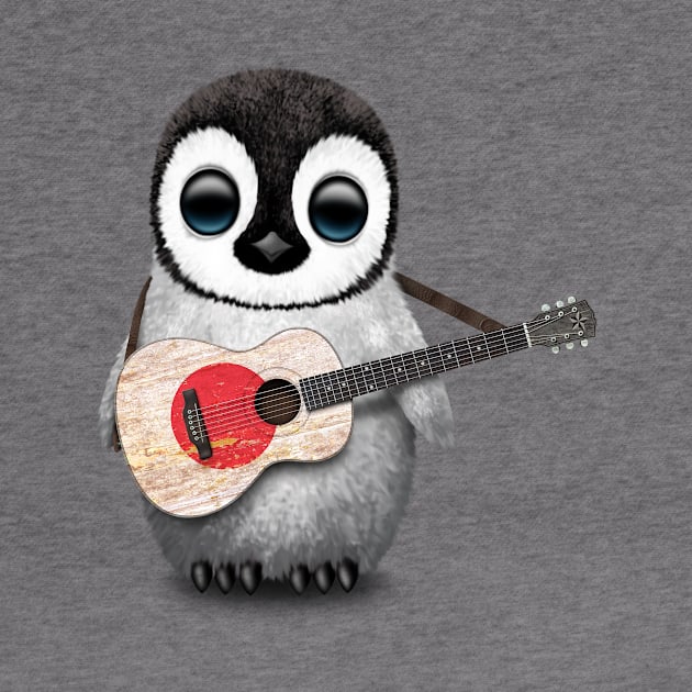 Baby Penguin Playing Japanese Flag Guitar by jeffbartels